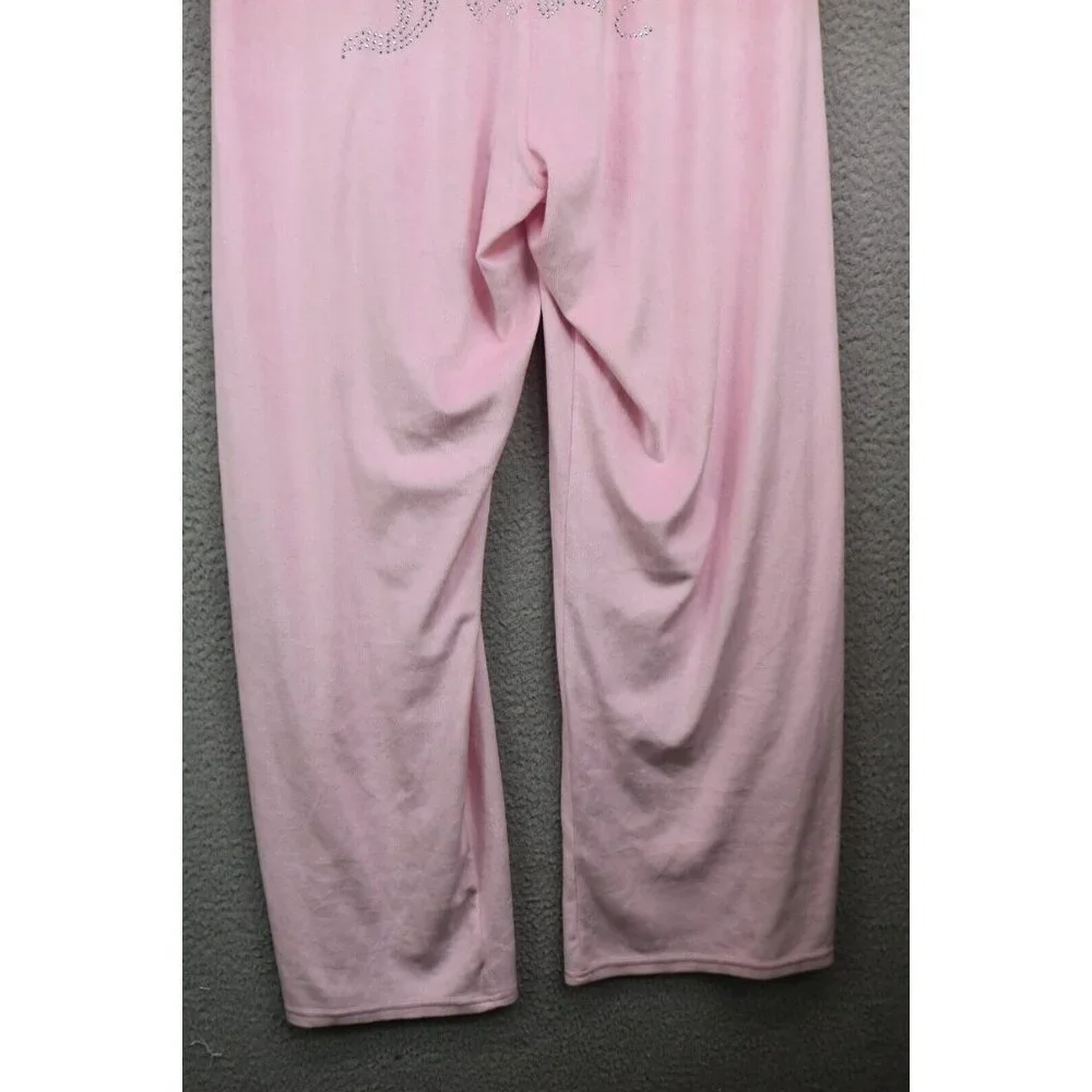 Juicy Couture Pink Velour Pull On Pants-Drawsting-Size Medium